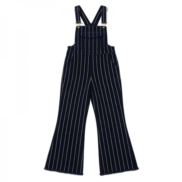 Navy Blue Pinstripe Corduroy Flared Overalls