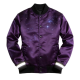 Purple Satin Baseball Jacket with Galaxy Print & Reflective Cuffs