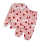 Blush Pink Strawberry Print Pajama Set with Lace Details