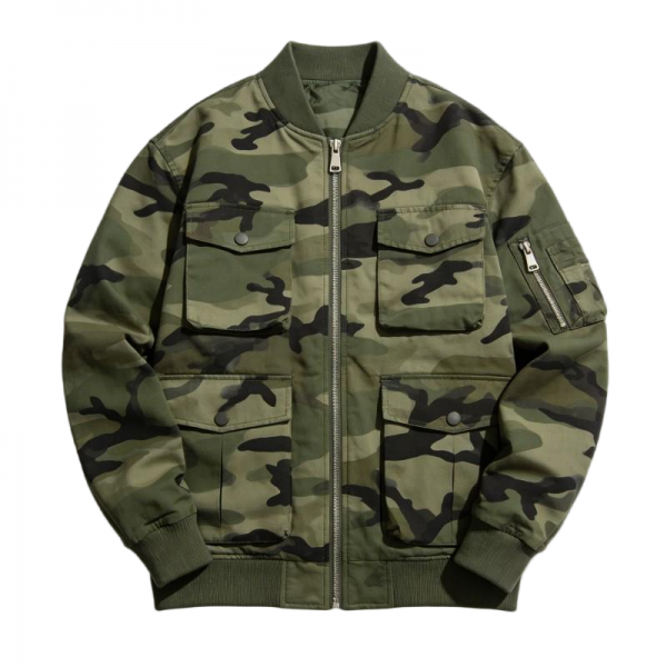 Camouflage Cargo Baseball Jacket