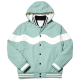 Mint Green Hooded Baseball Jacket with Wave Stripes