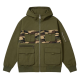 Olive Green Cargo Hooded Jacket with Camo Panel