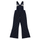 Navy Blue Pinstripe Corduroy Flared Overalls